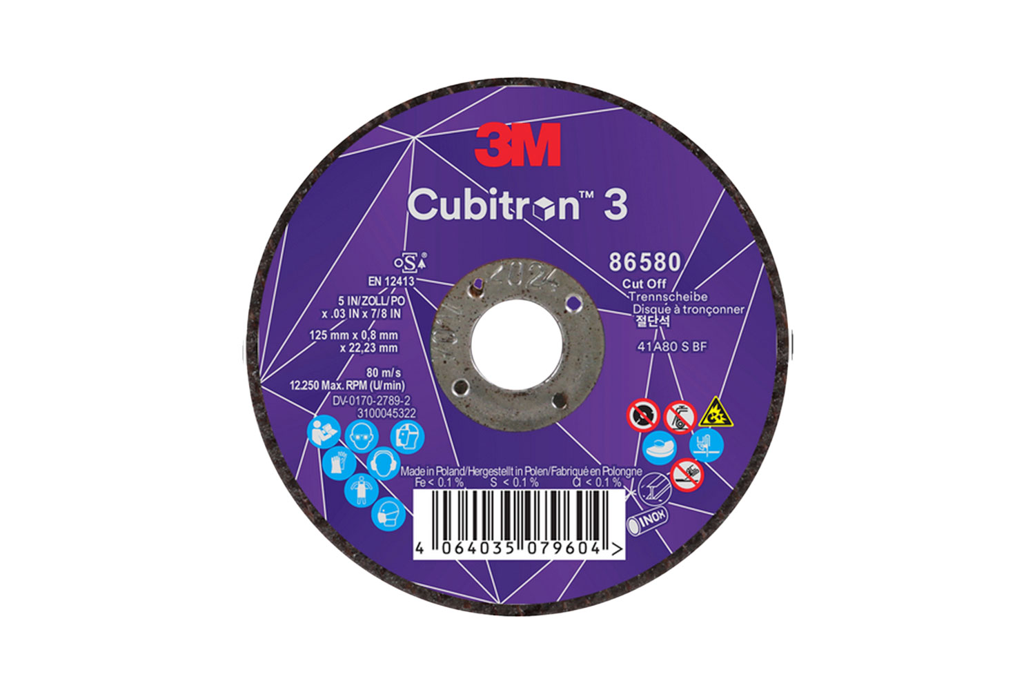 Cubitron 3 doorslijpschijf T41 80+ 0,8mm dik asgat 22,23mm