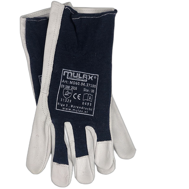Officiershandschoen geitenleder met tricot rug zwart/wit