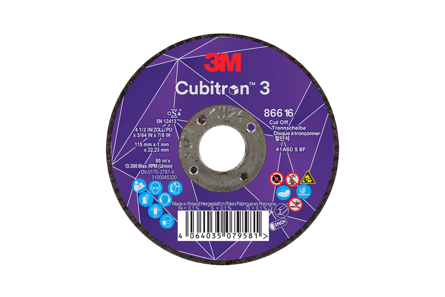 Cubitron 3 doorslijpschijf T41 60+ asgat 22,23mm